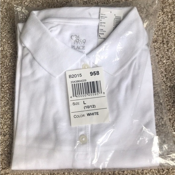 White polo long sleeve children’s place size 10-12 uniform top NWT - Picture 3 of 7